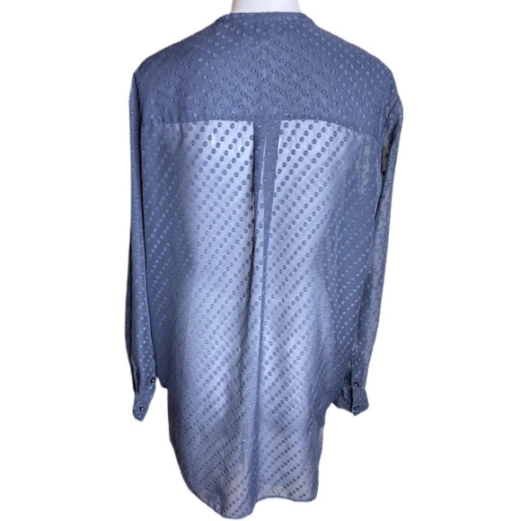 Madewell Swiss Dot Blouse Long Sleeves Gray Ice Leaf Blouse b6940 Top Sheer S - Picture 4 of 7